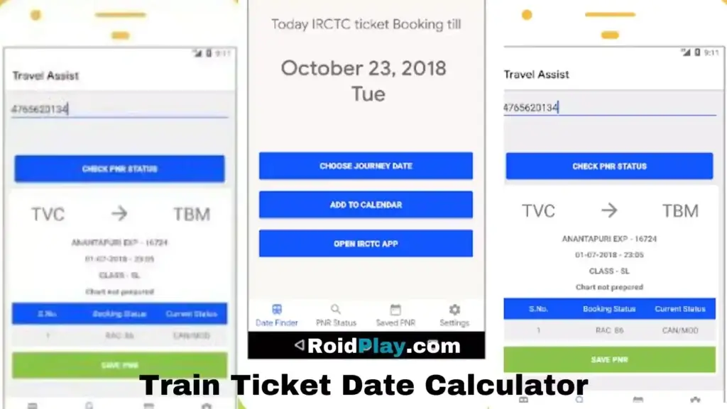 train booking date calculator